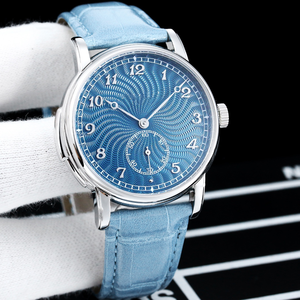 Montre mécanique automatique à bracelet en cuir avec logo personnalisé de luxe Cadran bleu Chronographe - Product Image 6