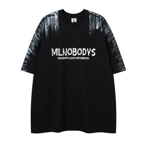 T-shirt en maille à manches courtes pour homme, été, nouveau, séchage rapide, cool, style rétro américain, graffiti <span class=keywords><strong>Salona</strong></span> 7A, antibactérien, anti-boulochage, tendance - Product Image 2
