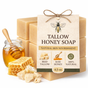 Jabón de Sebo Orgánico de Marca Privada, Barra Facial y Corporal Sin Perfume con Aceite de Ricino Orgánico y Miel Cruda, Fórmula Hidratante - Product Image 1