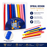 Lot de 45 bougies de Hanouka multicolores en gros pour supermarchés, prêtes à la vente en détail, pour ménorah et chandelles votives