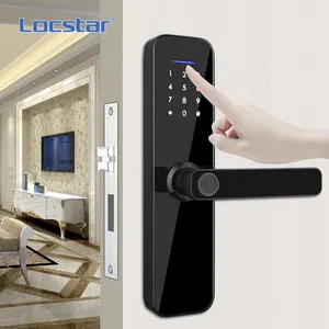 Locstar kapı kolu Wifi Tuya Smartlock Rfid dijital biyometrik su geçirmez sürgü silindir parmak izi akıllı kilitler