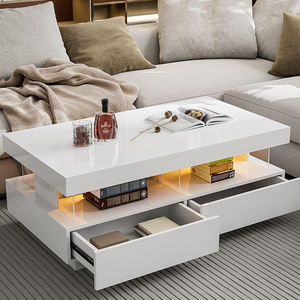 Meuble sur mesure Table basse blanche moderne de luxe <span class=keywords><strong>Tables</strong></span> en acrylique Table basse TV de salon avec tiroirs - Product Image 1