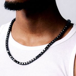 Yu Ying Black Mossanite With Black Gold Plated Tennis <b>Chain</b> 2---5mm Wide Tennis Silver <b>Chains</b> for Men Women Bracelet <b>Necklace</b> - Product Image 1