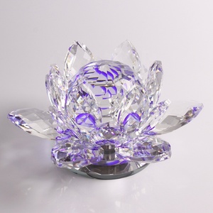 Großhandel drehbare Kristall Lotus Blume für Heim textilien Lila Farbe Glas Lotusblume Geschenke - Product Image 2