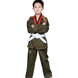 Uniforme de taekwondo de dobok, estilo de artes marciales, color militar