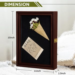 11 \ "X15 \" rắn gỗ khung ảnh Huy hiệu quân sự huy chương pin hiển thị trường Hợp Bộ sưu tập hiển thị hộp bóng UV bảo vệ nhựa - Product Image 3
