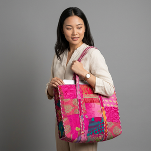 Sac à dos matelassé en coton à imprimé floral, fermeture éclair souple, antivol, pour filles, cadeau pour elle, cadeau antivol - Product Image 1