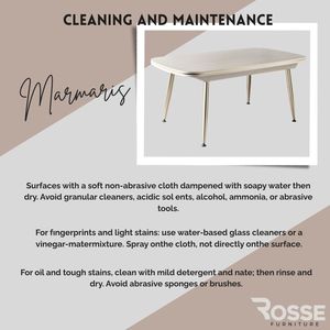 Mesa de Comedor Rectangular Rosse Marmaris con Tapa de Mármol Crema, Patas de Metal, para 6 Personas, Diseño Moderno, Estructura Estable, Turquía - Product Image 3