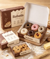Boîtes en papier personnalisées pour boulangerie, emballage alimentaire, boîtes cadeaux pour beignets, biscuits, pâtisseries, gâteaux, macarons, desserts, vente en gros