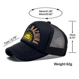 Casquette de camionneur américaine avec broderie de lettres, chapeau de soleil unisexe, protection solaire, maille personnalisée, 6 panneaux, réglable - Product Image 6