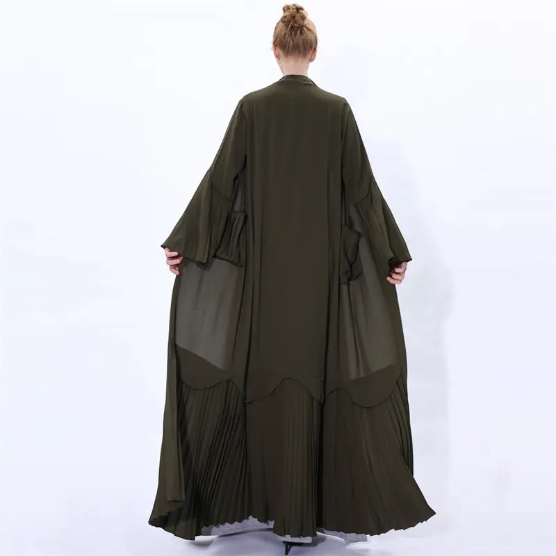 Produsen langsung baru desain terbaru lengan panjang warna Solid sifon pakaian Islami gaun wanita Muslim Abaya