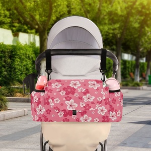Bolsa de Pañales con Diseño Personalizado y Estampado de Flores Rosas de Hawái, de Gran Capacidad, Organizador para Cochecito con Porta Botellas - Product Image 5