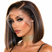 Perruque Lace Front 100% Cheveux Humains Remy, Densité 200%, Brésilienne, Brun Clair, Pré-épilée, Mèches Baby, Lisse Soie, Pour Femmes