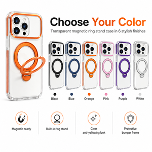 Coque de téléphone de luxe en TPU électroplaqué avec anneau rotatif à 360 degrés, béquille et protection antichoc de l'appareil photo pour IPHONE 17 18 - Product Image 3