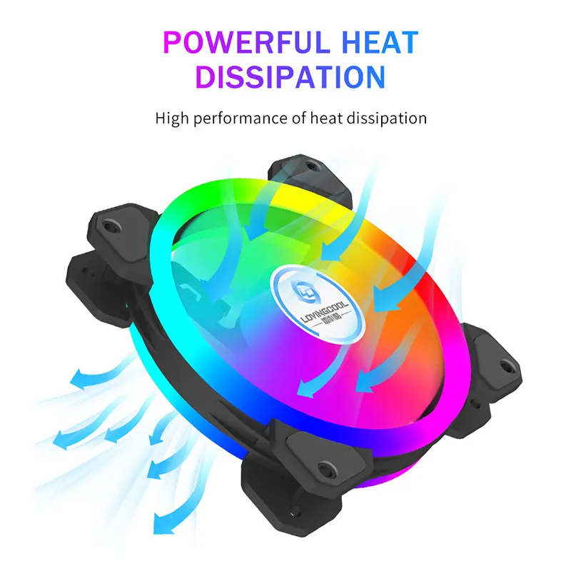 Lovingcool Wholesale Customized CPU Fan Cooler 120mm LED PC Computer Case Cooling RGB Fan Radiator for Pc Computer