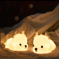 Veilleuse de chevet pour enfants, mignonne, portable, rechargeable, LED à 7 couleurs changeantes, en silicone, en forme de cerf, petite, mini, cadeau