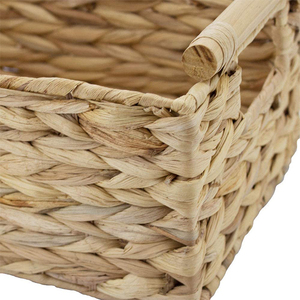Grass Woven Wood Handle Handmade <b>Straw</b> Woven Desktop Storage <b>Basket</b> Storage Box - Product Image 3