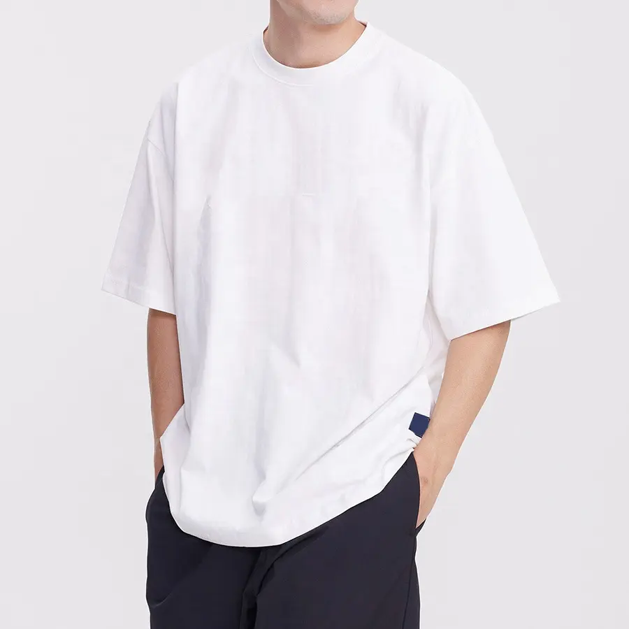 new design luxury quality cotton loose fit little drop shoulder brand blank men t shirt oversized streetwear