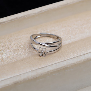 Bague ouverte en argent S925 réglable pour doigts 8-10 avec incrustation de perles plaquées or tendance, accessoires de mode JG5310, support vide - Product Image 3