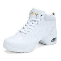 Chaussures de danse salsa latine légères pour femmes, baskets en tissu tricoté respirant avec semelle extérieure en caoutchouc antidérapante, idéales pour l'entraînement