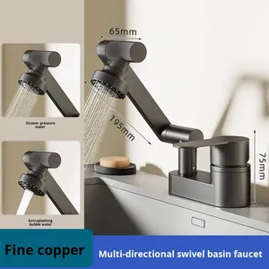 Rubinetto a doppio foro in ottone stile moderno <span class=keywords><strong>per</strong></span> il bagno lavabo acqua calda acqua fredda valvola miscelatore vecchio stile a tre fori testa del rubinetto - Product Image 6