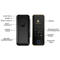 Serrure de porte intelligente en alliage d'aluminium avec empreinte digitale biométrique Vertexis pour application TT Lock, entrée par mot de passe pour la sécurité du bureau