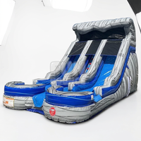 Toboggan gonflable double piste en PVC de 15 pieds, pour utilisation humide et sèche, avec installation facile
