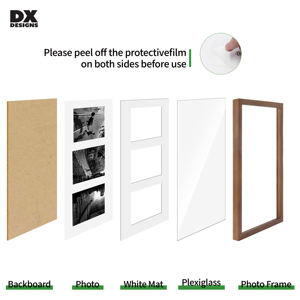 Cadre <span class=keywords><strong>photo</strong></span> <span class=keywords><strong>collage</strong></span> multi-ouvertures en bois DX DESIGNS, convient aux photos 5x7 avec passe-partout ou 9x18 sans passe-partout, cadre mural pour la maison - Product Image 2