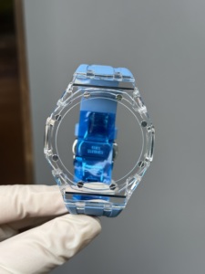 Pour <span class=keywords><strong>Casio</strong></span> <span class=keywords><strong>G</strong></span>-<span class=keywords><strong>Shock</strong></span> Black Knight GA-110/100/120, boîtier transparent modifié avec bracelet en caoutchouc fluoré et boucle à ardillon - Product Image 4
