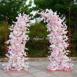 DKB Wedding Decoration & Supplies Wedding Arch Backdrop Pink <b>White</b> <b>Artificial</b> Horn <b>Flower</b> Arch for Wedding Decoration - Product Image 2