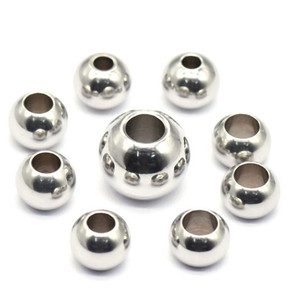 Cuentas lisas de acero inoxidable de 8mm para fabricación de joyas, cuentas sueltas de Metal redondas para pulsera - Product Image 1