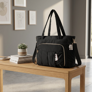 New Women's Lightweight <b>Nylon</b> Tote Bag Zipper Closure Water Repellent Removable Shoulder Strap-Portable Travel Casual <b>Handbag</b> - Product Image 3