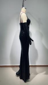 Moda boncuk kadınlar ünlü gece kulübü akşam uzun seksi Bodycon abiye - Product Image 4