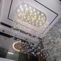 Hôtel Club Projet Non-standard Personnalisé Lobby Salon Villa Escaliers Lustre Cristal Pendentif Lampe Lumière
