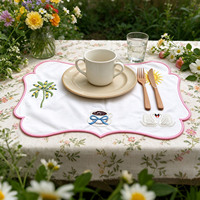Set de table en coton à motif moderne élégant, design personnalisé, set de table brodé pour la maison, mariage, banquet