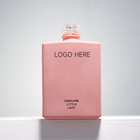 Flacon de parfum carré en verre rose de 50 ml avec vaporisateur pompe, emballage cosmétique sérigraphié, flacon de soin avec boîte cadeau