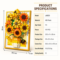 Kit de construction de cadre photo tournesol personnalisé OEM DIY, art mural 3D, jouet éducatif, cadeau pour enfants, décoration intérieure, vente en gros JJ9233