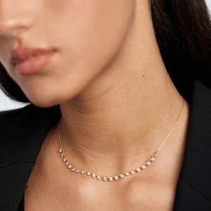 قلادة فضية عيار 925 مطلية بالذهب من الشركة المصنعة للمجوهرات، قلادة أنيقة مرصعة بالألماس والزركونيا المكعبة - Product Image 4