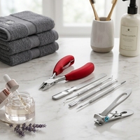 Ensemble d'outils de manucure et pédicure en acier inoxydable avec pince à cuticules, lime à ongles, pincettes et repousse-cuticules pour doigts et orteils