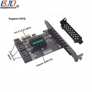 6 Ports SATA 3.0 7Pin Connector to PCI-E 1X PCIe X1 Expansion Riser Card 6Gbps ASM1166 With Heatsink For Hard Disk Drive