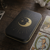 Boîte en métal rectangulaire vide de luxe pour cartes de tarot, emballage cadeau élégant pour cadres