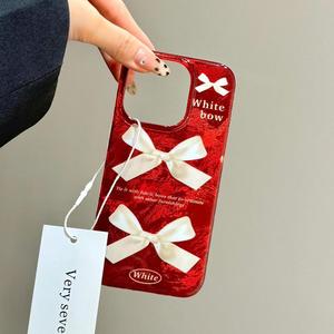 Nuova Custodia per Telefono Retrò con Motivo Ghiacciaio Color Rubino Adatta per iPhone 16 15 14 Cover Posteriore Minimalista a Forma di Fiocco - Product Image 3