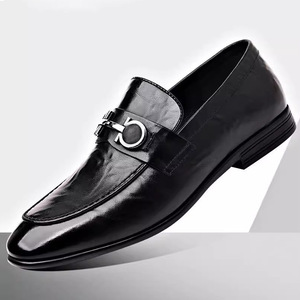 Mocassins en cuir noirs à bout pointu pour hommes, chaussures de ville à enfiler, chaussures de mariage formelles, taille adulte 105 - Product Image 1
