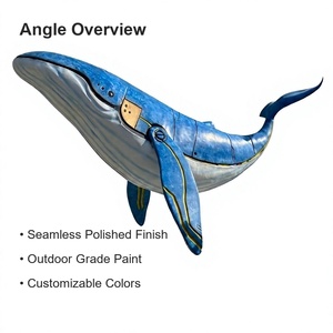 Sculpture géante de baleine personnalisée en fibre de verre et résine, peinte, ornement de vie marine pour centre commercial, place, parc, aménagement extérieur - Product Image 5