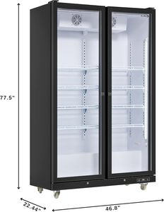 <span class=keywords><strong>Deux</strong></span> portes noires 47 po. Réfrigérateur à vin entièrement en verre Réfrigérateur commercial et congélateur - Product Image 6
