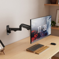 Soporte de Pared para Monitor AUKI con Resorte de Gas, Movimiento Completo, Ajustable, Color Negro, para Pantallas de 13 a 32 Pulgadas