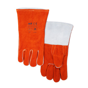 Gants <span class=keywords><strong>de</strong></span> soudage résistants à l'usure et à la chaleur, protection anti-coupure, coque en cuir <span class=keywords><strong>de</strong></span> vache, doublure en coton, pouce complet - Product Image 4