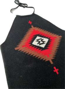Stylish Women's Sweater <b>Black</b> Halter <b>Knit</b> <b>Vest</b> with Indian-Inspired Red & White Geometric Patterns - Product Image 2