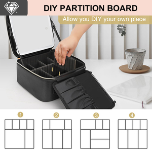 Estuche <span class=keywords><strong>de</strong></span> <span class=keywords><strong>Maquillaje</strong></span> Portátil <span class=keywords><strong>con</strong></span> Espejo Iluminado LED, Bolsa Organizadora <span class=keywords><strong>de</strong></span> Cosméticos <span class=keywords><strong>de</strong></span> Cuero PU <span class=keywords><strong>con</strong></span> Soporte para Brochas - Product Image 5