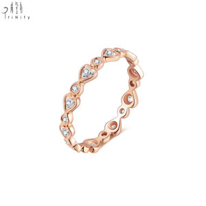 Anillo Apilable con Diseño de Corazón, Venta al por Mayor, Oro Rosa de 18K, Diamante Natural Real, Anillo de Media Eternidad para Mujer, Uso Diario - Product Image 3